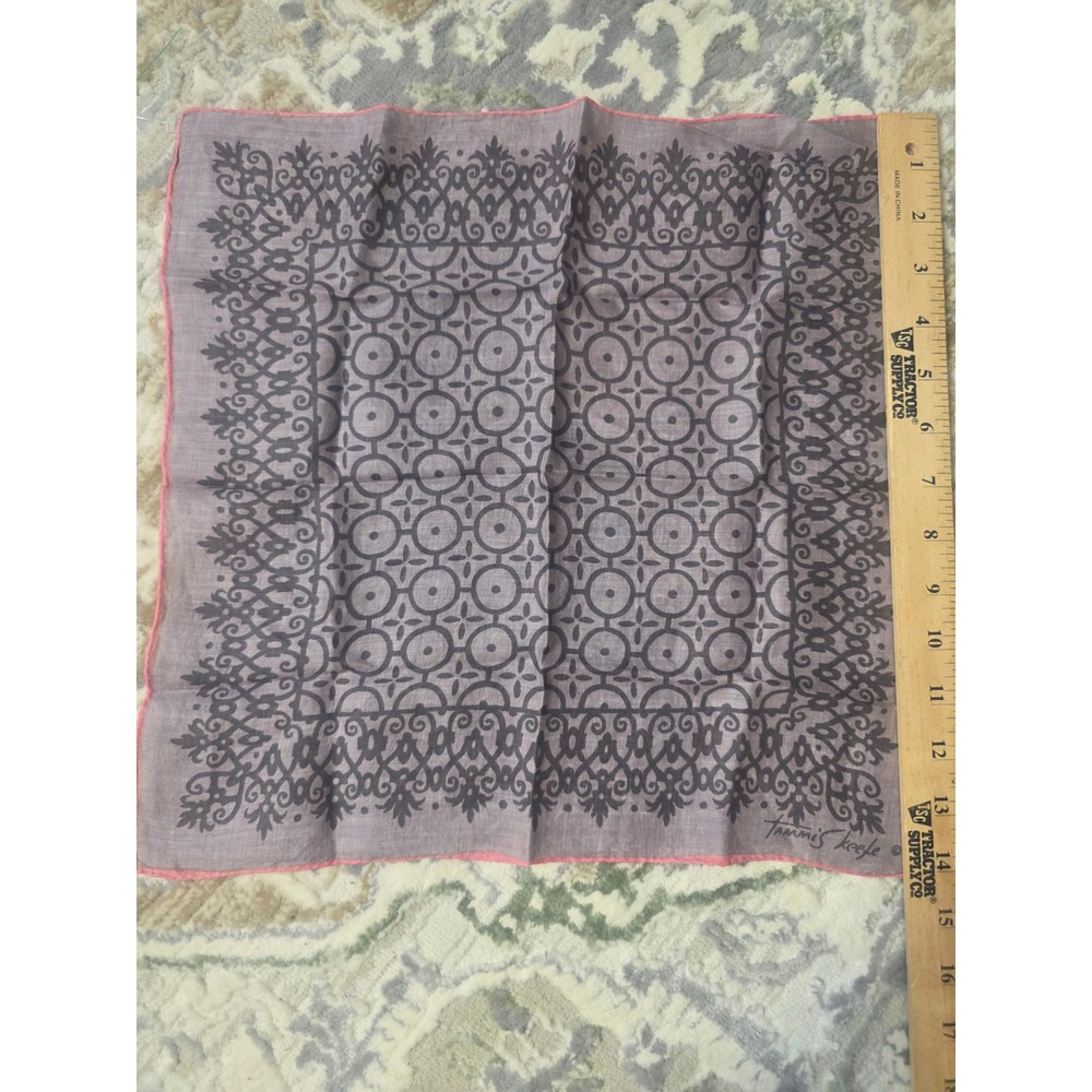 Vintage 1950s Tammis Keefe Signed Handkerchief Hanky Gray Coral MCM Geometric 14 - Picture 3 of 9